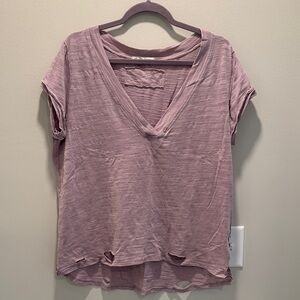 We The Free Mauve Short Sleeve V-Neck Top